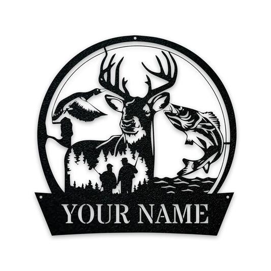 Great Outdoors Hunting Trio - Personalized Metal Sign