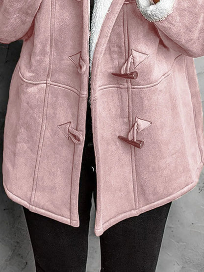 Full Size Cozy Sherpa Lined Toggle Coat with Hood Plus Size