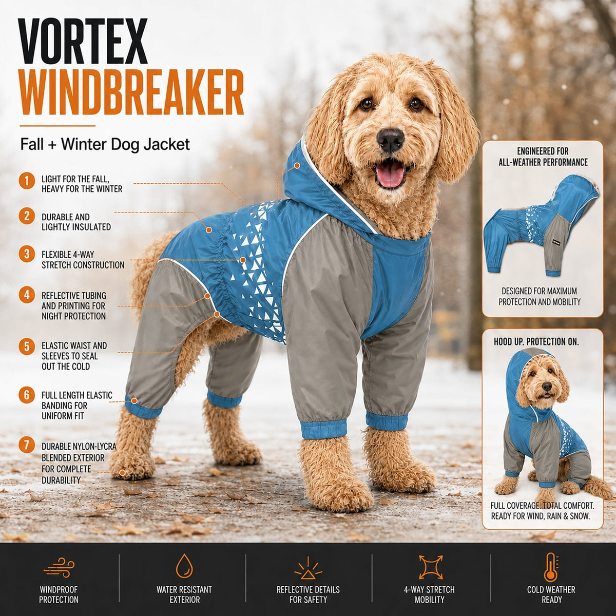 Dog Helios 'Vortex' Full Bodied Waterproof Windbreaker Dog Jacket