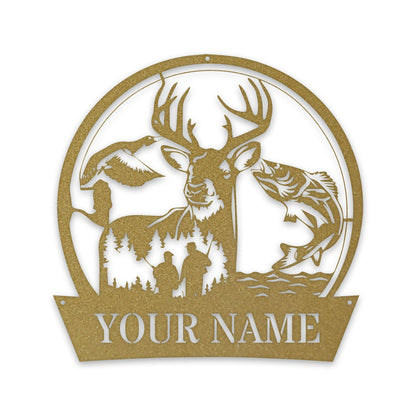 Great Outdoors Hunting Trio - Personalized Metal Sign