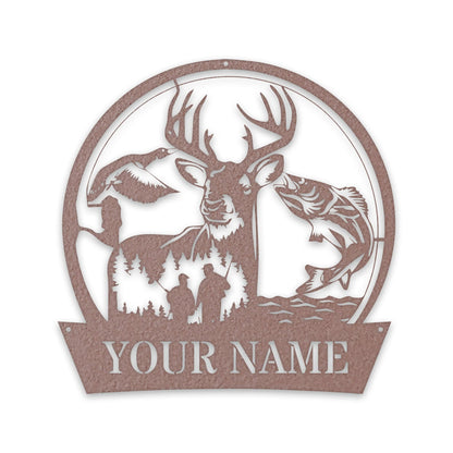 Great Outdoors Hunting Trio - Personalized Metal Sign