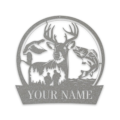 Great Outdoors Hunting Trio - Personalized Metal Sign