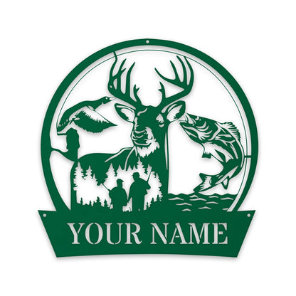 Great Outdoors Hunting Trio - Personalized Metal Sign