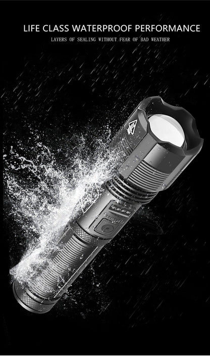 Rechargeable Tactical Flashlight USB LED High Quality Zoomable Torchlight High Lumen Super Bright Flashlight Waterproof Flashlight For Outdoor  Best Camping Hiking Riding Flashlight